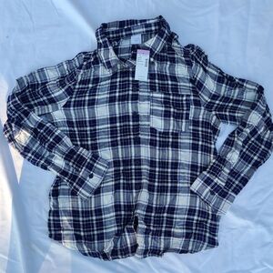 Girls Evsie Long Sleeve Button Down Purple/Black Plaid Shirt